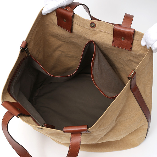  トートバッグ メンズ ベージュ 肌色 本革 カバン レディース キャンバス 帆布 大きめ バッグ かわいい レザー 旅行 鞄 ボーデッサン(BEAU DESSIN)
