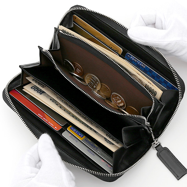  長財布 メンズ 本革 ラウンドファスナー ブラック 黒 黒色 財布 レザー 日本製 レディース 大容量 サイフ 小銭入れあり ボーデッサン(BEAU DESSIN)