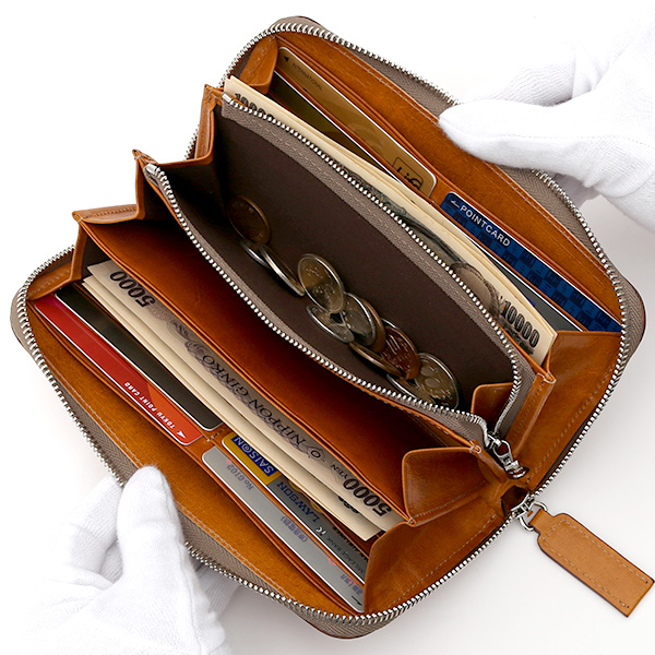  長財布 メンズ 本革 ラウンドファスナー キャメル ブラウン 茶 茶色 財布 レザー 日本製 レディース 大容量 サイフ 小銭入れあり ボーデッサン(BEAU DESSIN)