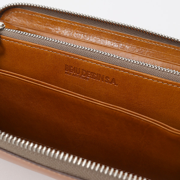  長財布 メンズ 本革 ラウンドファスナー キャメル ブラウン 茶 茶色 財布 レザー 日本製 レディース 大容量 サイフ 小銭入れあり ボーデッサン(BEAU DESSIN)