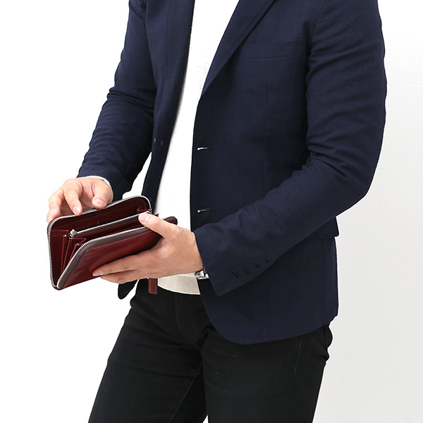  長財布 メンズ 本革 ラウンドファスナー レッド ワイン 赤色 財布 レザー 日本製 レディース 大容量 サイフ 小銭入れあり ボーデッサン(BEAU DESSIN)