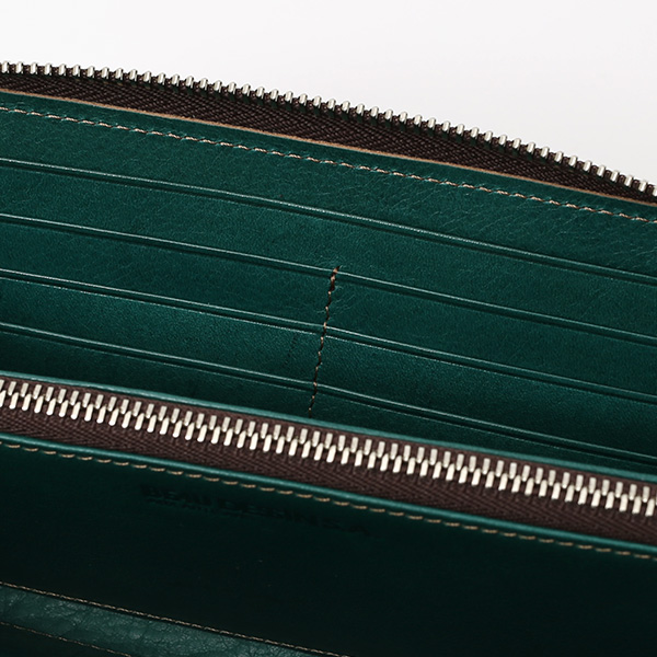 長財布 メンズ 本革 ラウンドファスナー グリーン 緑色 財布 レザー 日本製 レディース 大容量 サイフ 小銭入れあり ボーデッサン(BEAU DESSIN)