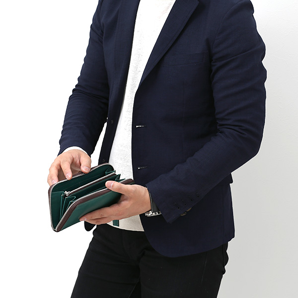 長財布 メンズ 本革 ラウンドファスナー グリーン 緑色 財布 レザー 日本製 レディース 大容量 サイフ 小銭入れあり ボーデッサン(BEAU DESSIN)