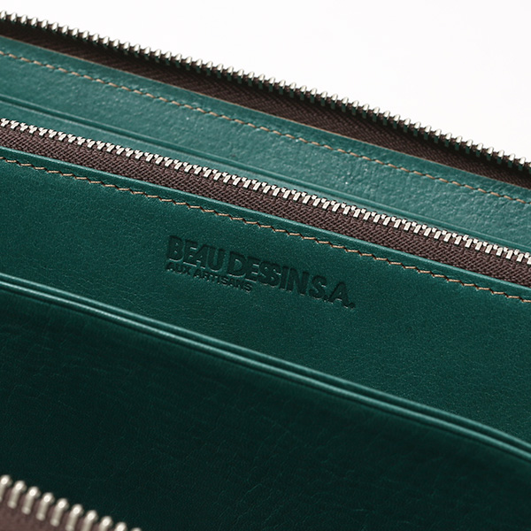 長財布 メンズ 本革 ラウンドファスナー グリーン 緑色 財布 レザー 日本製 レディース 大容量 サイフ 小銭入れあり ボーデッサン(BEAU DESSIN)