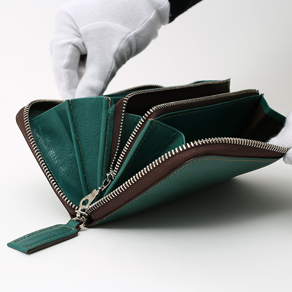 長財布 メンズ 本革 ラウンドファスナー グリーン 緑色 財布 レザー 日本製 レディース 大容量 サイフ 小銭入れあり ボーデッサン(BEAU DESSIN)