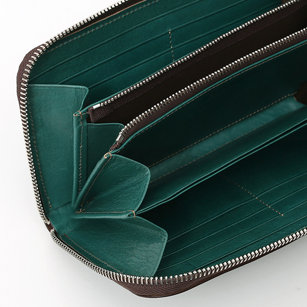 長財布 メンズ 本革 ラウンドファスナー グリーン 緑色 財布 レザー 日本製 レディース 大容量 サイフ 小銭入れあり ボーデッサン(BEAU DESSIN)