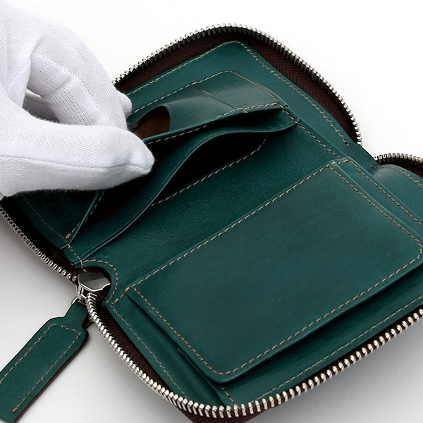 二つ折り 財布 メンズ 本革 レザー グリーン 緑色 日本製 サイフ レディース 大容量 財布 小銭入れあり かわいい ボーデッサン(BEAU DESSIN)
