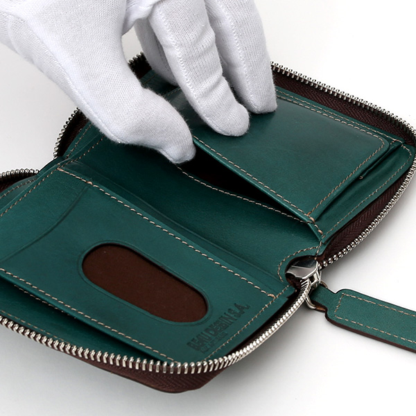  二つ折り 財布 メンズ 本革 レザー グリーン 緑色 日本製 サイフ レディース 大容量 財布 小銭入れあり かわいい ボーデッサン(BEAU DESSIN)