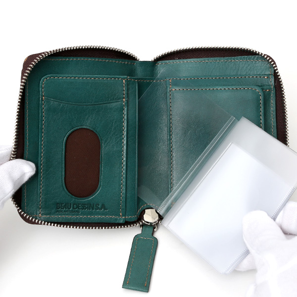  二つ折り 財布 メンズ 本革 レザー グリーン 緑色 日本製 サイフ レディース 大容量 財布 小銭入れあり かわいい ボーデッサン(BEAU DESSIN)