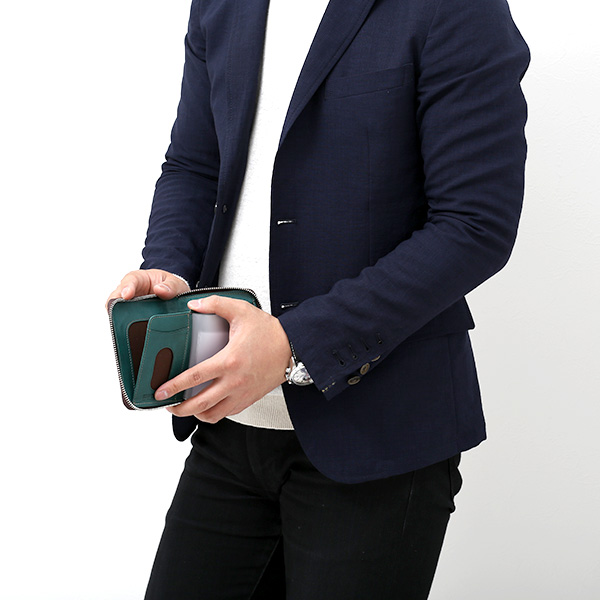  二つ折り 財布 メンズ 本革 レザー グリーン 緑色 日本製 サイフ レディース 大容量 財布 小銭入れあり かわいい ボーデッサン(BEAU DESSIN)