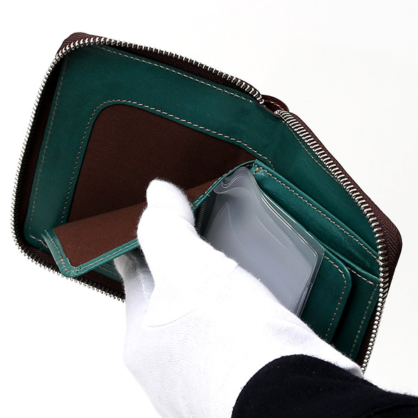  二つ折り 財布 メンズ 本革 レザー グリーン 緑色 日本製 サイフ レディース 大容量 財布 小銭入れあり かわいい ボーデッサン(BEAU DESSIN)