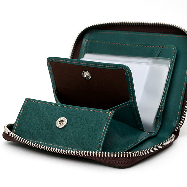  二つ折り 財布 メンズ 本革 レザー グリーン 緑色 日本製 サイフ レディース 大容量 財布 小銭入れあり かわいい ボーデッサン(BEAU DESSIN)