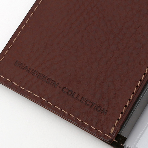  パスケース メンズ 定期入れ レディース チョコ ブラウン 茶 茶色 本革 レザー カードケース 日本製 二つ折り 折りたたみ スナップボタン ボーデッサン(BEAU DESSIN)