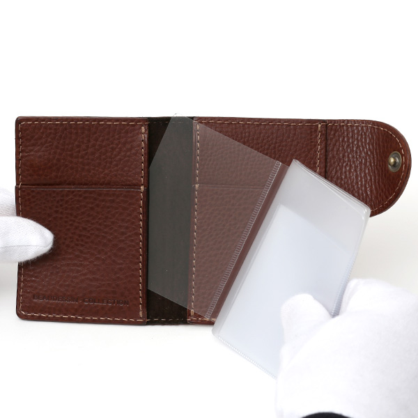  パスケース メンズ 定期入れ レディース チョコ ブラウン 茶 茶色 本革 レザー カードケース 日本製 二つ折り 折りたたみ スナップボタン ボーデッサン(BEAU DESSIN)
