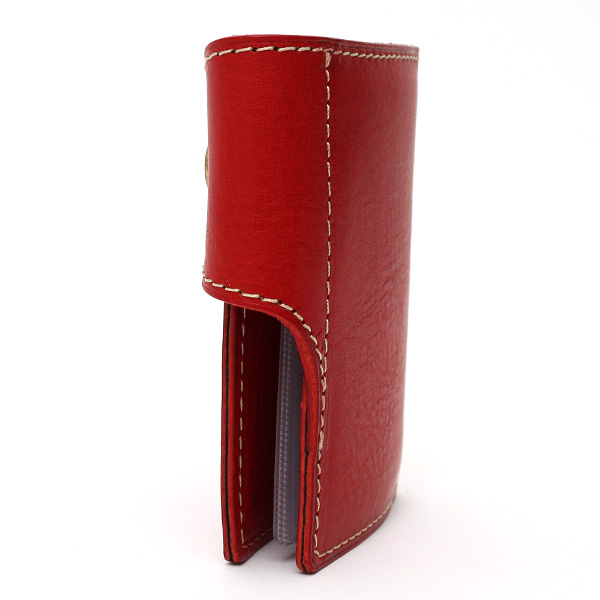  パスケース メンズ 定期入れ レディース レッド ワイン 赤色 本革 レザー カードケース 日本製 二つ折り 折りたたみ スナップボタン ボーデッサン(BEAU DESSIN)