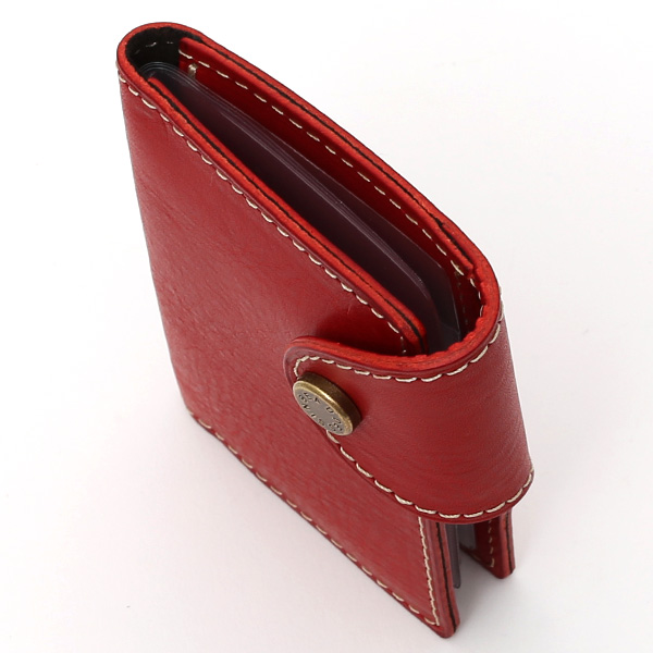  パスケース メンズ 定期入れ レディース レッド ワイン 赤色 本革 レザー カードケース 日本製 二つ折り 折りたたみ スナップボタン ボーデッサン(BEAU DESSIN)