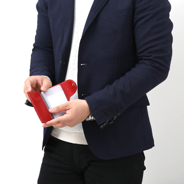  パスケース メンズ 定期入れ レディース レッド ワイン 赤色 本革 レザー カードケース 日本製 二つ折り 折りたたみ スナップボタン ボーデッサン(BEAU DESSIN)