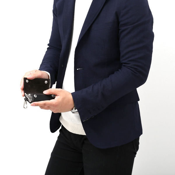  キーケース メンズ 本革 レディース レザー ブラック 黒 黒色 キーホルダー スナップボタン かわいい オシャレ キーケース プレゼント 贈り物 ボーデッサン