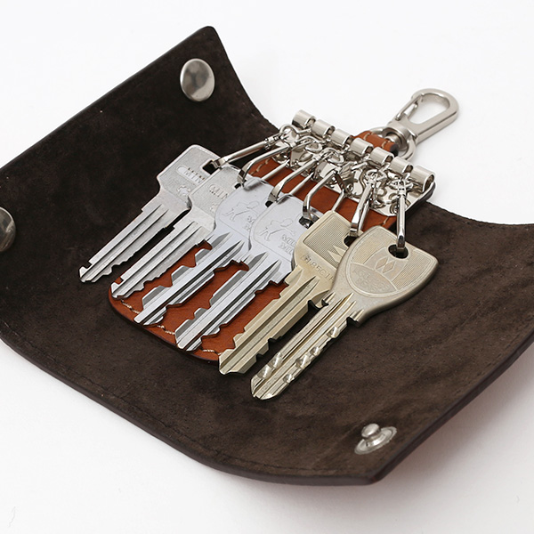  キーケース メンズ 本革 レディース レザー ブラウン 茶 茶色 キーホルダー スナップボタン かわいい オシャレ キーケース プレゼント 贈り物 ボーデッサン