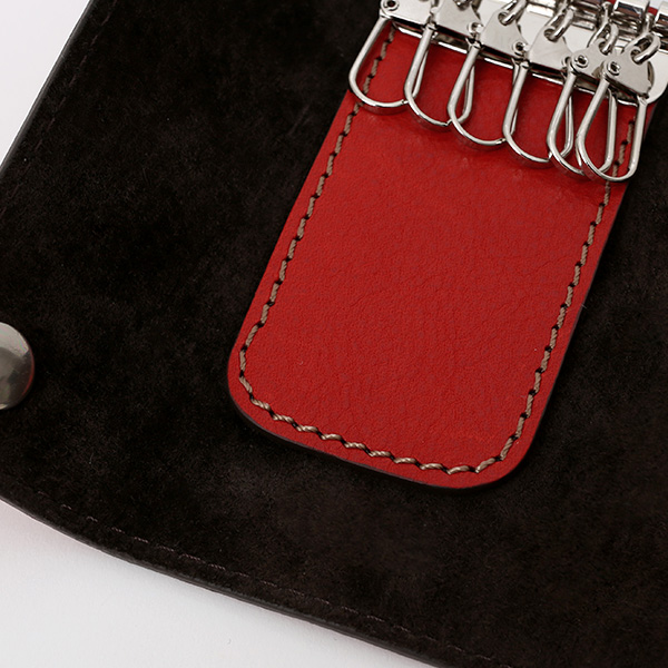  キーケース メンズ 本革 レディース レザー レッド ワイン 赤色 キーホルダー スナップボタン かわいい オシャレ キーケース プレゼント 贈り物 ボーデッサン