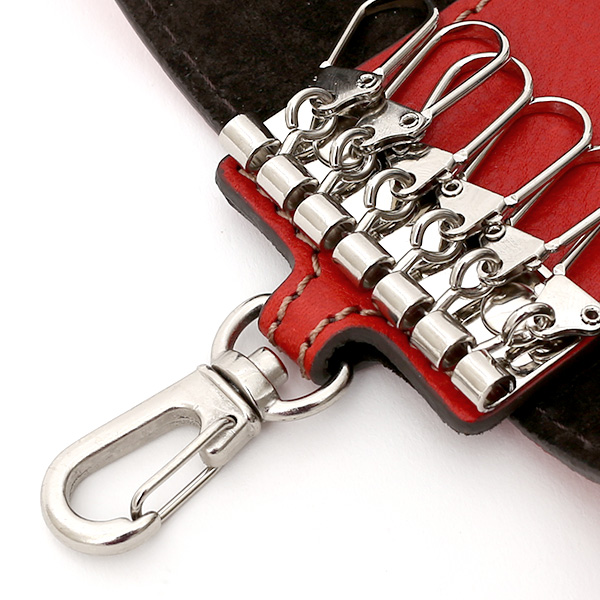  キーケース メンズ 本革 レディース レザー レッド ワイン 赤色 キーホルダー スナップボタン かわいい オシャレ キーケース プレゼント 贈り物 ボーデッサン