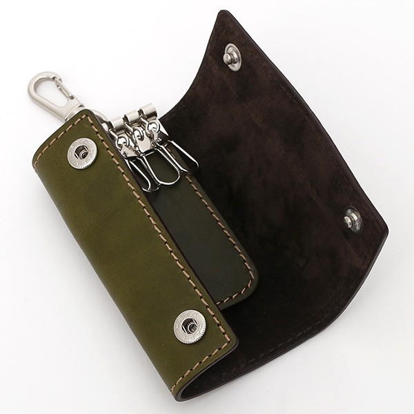  キーケース メンズ 本革 レディース レザー グリーン 緑色 キーホルダー スナップボタン かわいい オシャレ キーケース プレゼント 贈り物 ボーデッサン