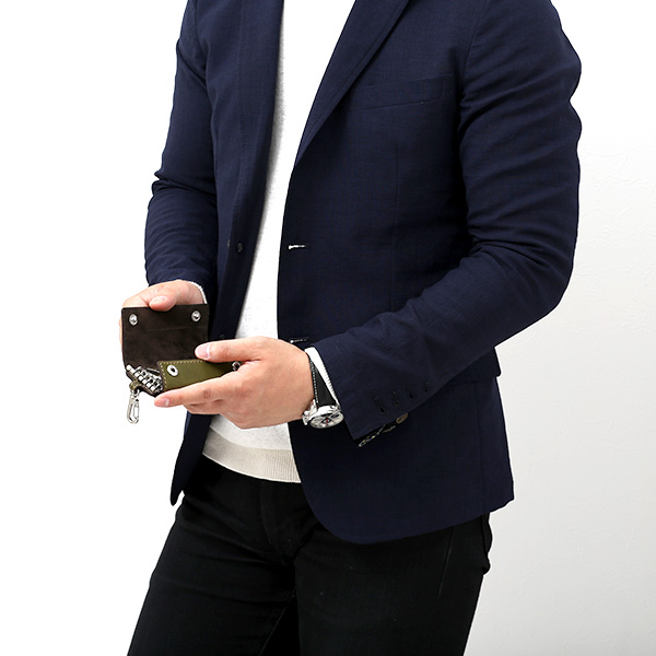  キーケース メンズ 本革 レディース レザー グリーン 緑色 キーホルダー スナップボタン かわいい オシャレ キーケース プレゼント 贈り物 ボーデッサン