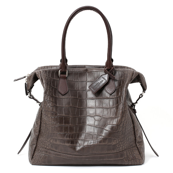 ボーデッサン(BEAU DESSIN) クロコ型押し レザー トートバッグ チョコ