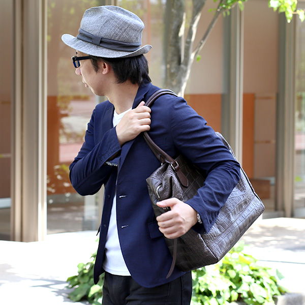 トートバッグ メンズ 日本製 クロコ 型押し 本革 レザー チョコ ブラウン 茶 茶色 A4 国産 ブランド ビジネスバッグ カバン 鞄 おしゃれ 高級 大人 仕事 ビジネス 軽量 通勤 通学 クロコダイル ワニ革 ボーデッサン(BEAU DESSIN)