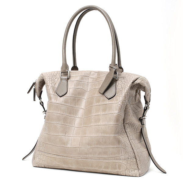 トートバッグ メンズ 日本製 クロコ 型押し 本革 レザー グレー グレイ 灰色 A4 国産 ブランド ビジネスバッグ カバン 鞄 おしゃれ 高級 大人 仕事 ビジネス 軽量 通勤 通学 クロコダイル ワニ革 ボーデッサン(BEAU DESSIN)