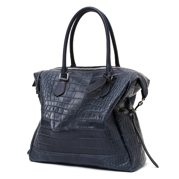  トートバッグ メンズ 日本製 クロコ 型押し 本革 レザー ブルー ネイビー 青色 A4 国産 ブランド ビジネスバッグ カバン 鞄 おしゃれ 高級 大人 仕事 ビジネス 軽量 通勤 通学 クロコダイル ワニ革 ボーデッサン(BEAU DESSIN)