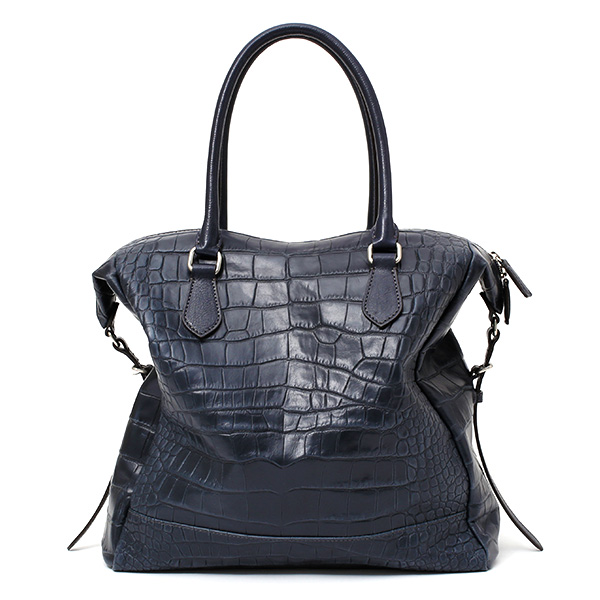  トートバッグ メンズ 日本製 クロコ 型押し 本革 レザー ブルー ネイビー 青色 A4 国産 ブランド ビジネスバッグ カバン 鞄 おしゃれ 高級 大人 仕事 ビジネス 軽量 通勤 通学 クロコダイル ワニ革 ボーデッサン(BEAU DESSIN)