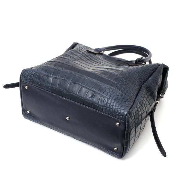  トートバッグ メンズ 日本製 クロコ 型押し 本革 レザー ブルー ネイビー 青色 A4 国産 ブランド ビジネスバッグ カバン 鞄 おしゃれ 高級 大人 仕事 ビジネス 軽量 通勤 通学 クロコダイル ワニ革 ボーデッサン(BEAU DESSIN)
