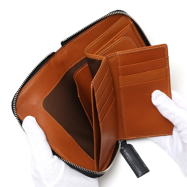  財布 二つ折り ラウンドファスナー ZIP 本革 日本製 ブランド おさいふ 大容量 カード入れ 束入れ ブラック 黒 黒色 レザー ウォレット コンパクト 小銭入れ 革 小ぶり ポケットサイズ LM1431 ボーデッサン(BEAU DESSIN)