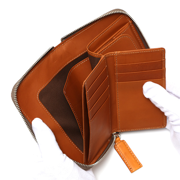  財布 二つ折り ラウンドファスナー ZIP 本革 日本製 ブランド おさいふ 大容量 カード入れ 束入れ キャメル ブラウン 茶 茶色 レザー ウォレット コンパクト 小銭入れ 革 小ぶり ポケットサイズ LM1431 ボーデッサン(BEAU DESSIN)