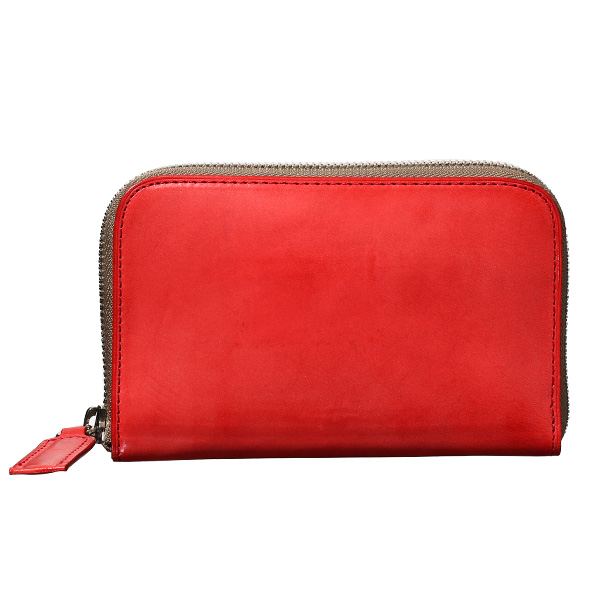 ボーデッサン(BEAU DESSIN) ロロマ レザー ウォレット ラウンドZIP 二つ折り財布 レッド