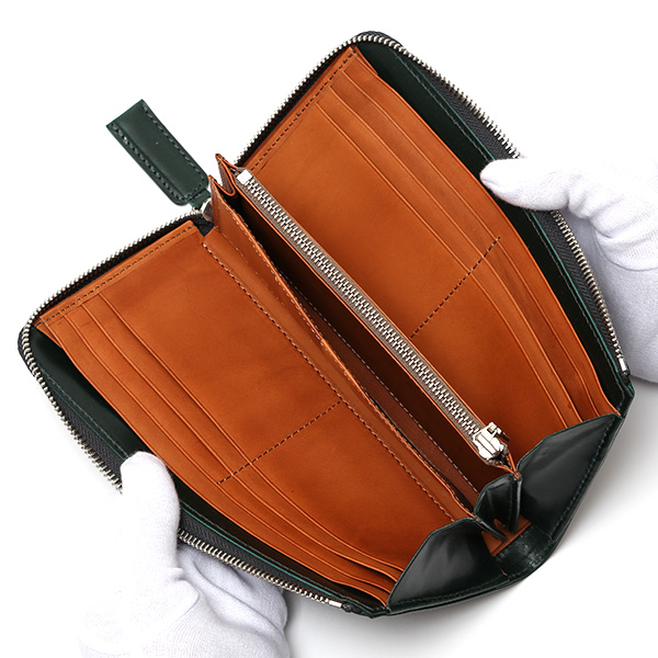  長財布 ブライドルレザー 本革 日本製 ロングウォレット ブランド お財布 レザー ユニセックス 革 大容量 グリーン 緑色 英国 イギリス トーマスウェア・サンズ社 ブルーム 束入れ BL2510 ボーデッサン(BEAU DESSIN)