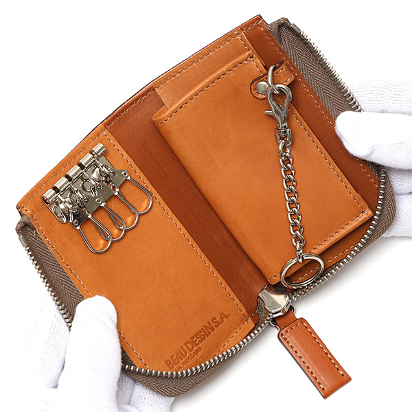  キーケース スマートキー 車 鍵 本革 コンパクト 鍵入れ ケース ブライドルレザー 日本製 ブランド キャメル ブラウン 茶 茶色 カード入れ 彼氏 旦那 夫 誕生日 クリスマス プレゼント ギフト BL2678 ボーデッサン(BEAU DESSIN)