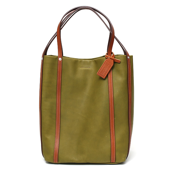 ボーデッサン(BEAU DESSIN) ウォッシュガーメント レザー トートバッグ グリーン