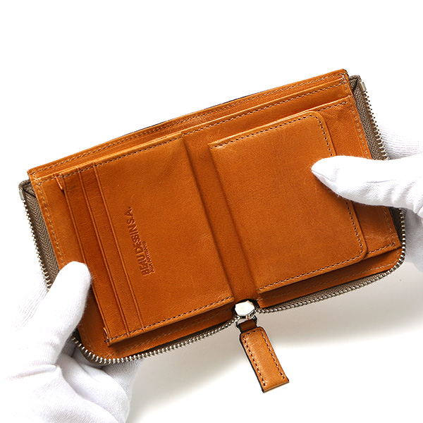  財布 メンズ 二つ折り コンパクト お財布 本革 レディース ブランド 日本製 人気 ファスナー カード入れ キャメル ブラウン 茶 茶色 L ZIP レザー ウォレット 小銭入れ ハンドメイド タンポナート TN2821 ボーデッサン(BEAU DESSIN)