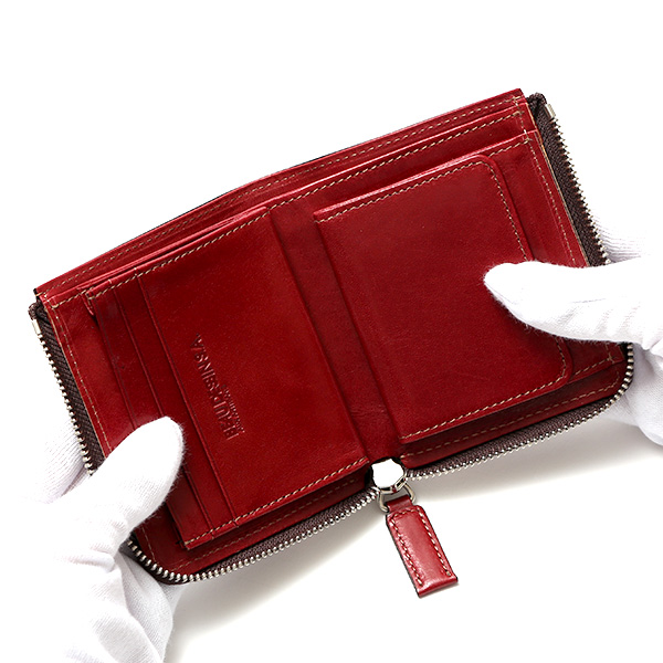  財布 メンズ 二つ折り コンパクト お財布 本革 レディース ブランド 日本製 人気 ファスナー カード入れ レッド ワイン 赤色 L ZIP レザー ウォレット 小銭入れ ハンドメイド タンポナート TN2821 ボーデッサン(BEAU DESSIN)