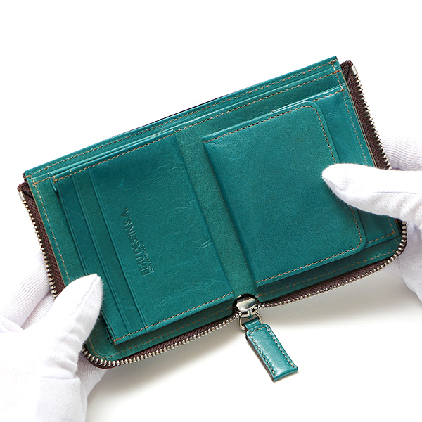  財布 メンズ 二つ折り コンパクト お財布 本革 レディース ブランド 日本製 人気 ファスナー カード入れ グリーン 緑色 L ZIP レザー ウォレット 小銭入れ ハンドメイド タンポナート TN2821 ボーデッサン(BEAU DESSIN)