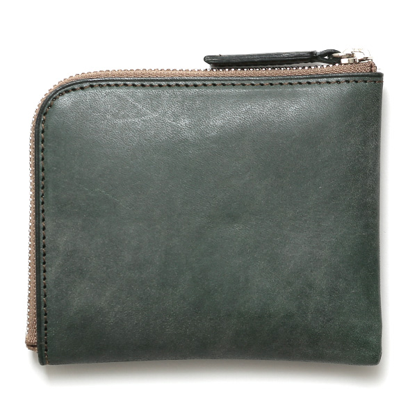 財布 本革 メンズ 二つ折り財布 日本製 レザーウォレット コンパクト 小銭入れあり おしゃれ 革 おさいふ グリーン 緑色 L-ZIP 2つ折 カード入れ 束入れ プレゼント ロロマレザー 国産 ブランド ボーデッサン(BEAU DESSIN)