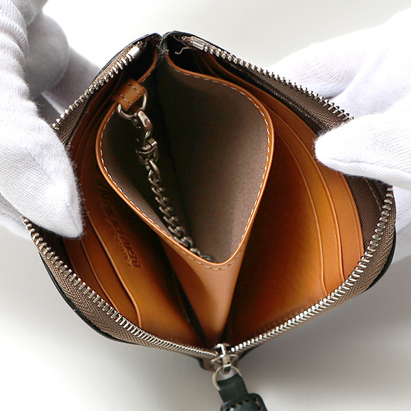  財布 本革 メンズ 二つ折り財布 日本製 レザーウォレット コンパクト 小銭入れあり おしゃれ 革 おさいふ グリーン 緑色 L-ZIP 2つ折 カード入れ 束入れ プレゼント ロロマレザー 国産 ブランド ボーデッサン(BEAU DESSIN)