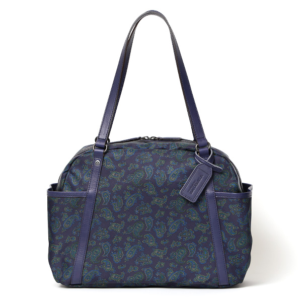 【5～7営業日内に発送】ボーデッサン(BEAU DESSIN) リモンタナイロン ペイズリー柄 トートボストン ネイビー