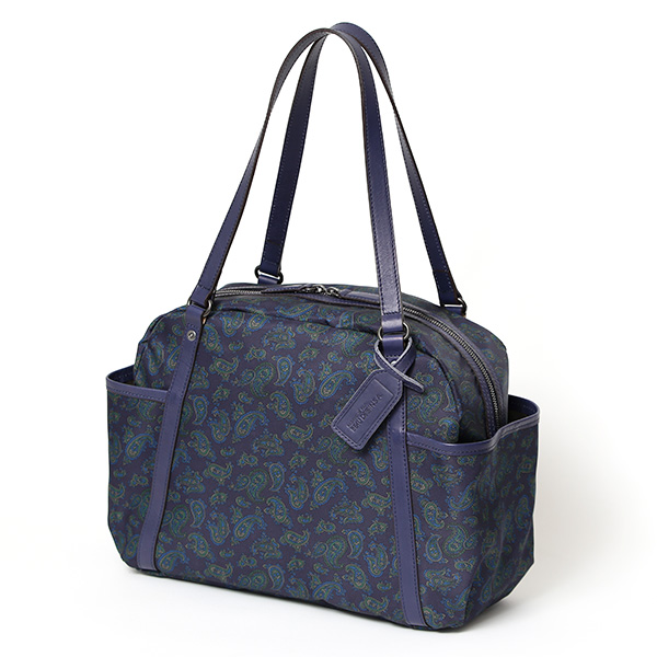  ボストンバッグ 小さめ ナイロン 軽い メンズ トートバッグ ボストンバッグ トートボストン レディース ペイズリー柄 総柄 ブランド ブルー ネイビー 青色 イタリア リモンタナイロン 旅行 おしゃれ プレゼント 日本製 ボーデッサン(BEAU DESSIN) DP1824