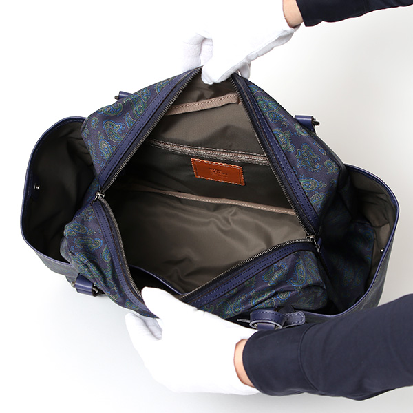  ボストンバッグ 小さめ ナイロン 軽い メンズ トートバッグ ボストンバッグ トートボストン レディース ペイズリー柄 総柄 ブランド ブルー ネイビー 青色 イタリア リモンタナイロン 旅行 おしゃれ プレゼント 日本製 ボーデッサン(BEAU DESSIN) DP1824