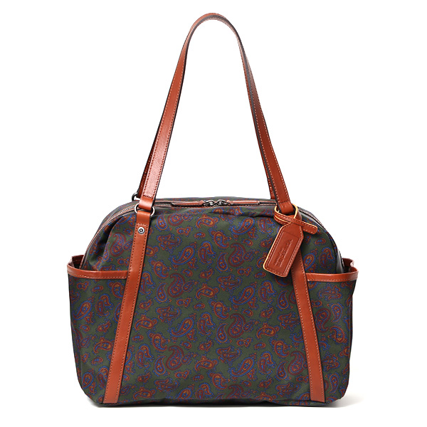 ボーデッサン(BEAU DESSIN) リモンタナイロン ペイズリー柄 トートボストン カーキ