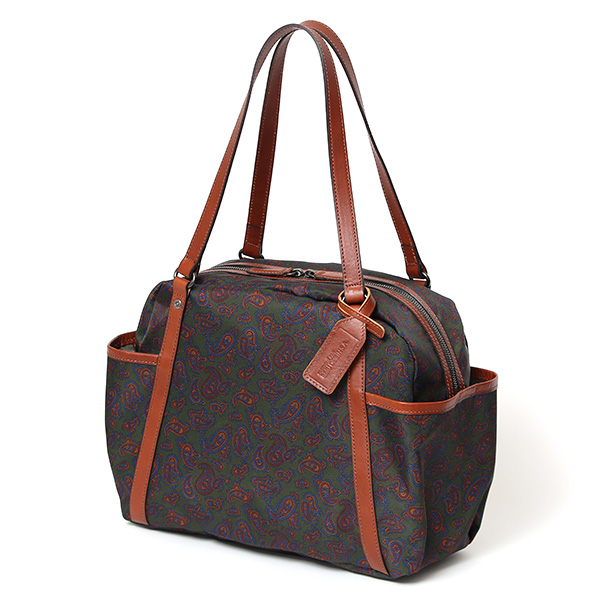  ボストンバッグ 小さめ ナイロン 軽い メンズ トートバッグ ボストンバッグ トートボストン レディース ペイズリー柄 総柄 ブランド グリーン 緑色 イタリア リモンタナイロン 旅行 おしゃれ プレゼント 日本製 ボーデッサン(BEAU DESSIN) DP1824