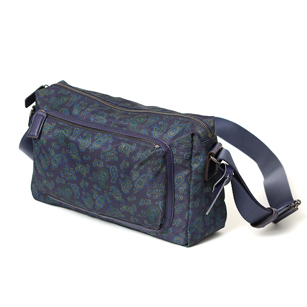 ショルダーバッグ おしゃれ ナイロン ペイズリー柄 ブランド イタリア リモンタナイロン 上品 カジュアル ブルー ネイビー 青色 男女兼用 メンズ 斜め掛け ボディバッグ 総柄 日本製 高級 鞄 ボーデッサン(BEAU DESSIN) DP2962